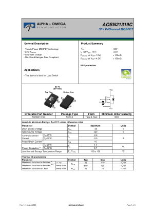 AOSN21319C datasheet cover page