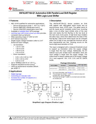 SN74LV8T164-Q1 datasheet cover page