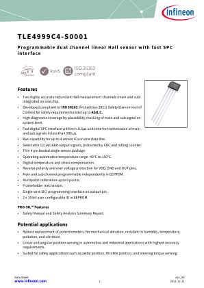 TLE4999C4-S0001 datasheet cover page
