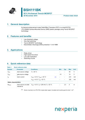 BSH111BKR datasheet cover page