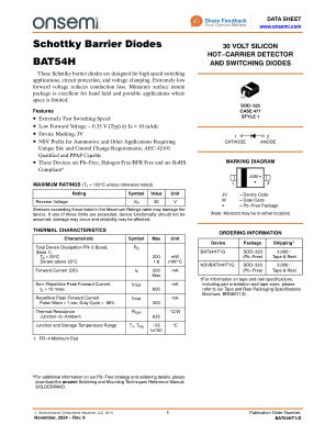 BAT54HT1 数据手册首页