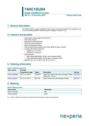 74HC1GU04GV datasheet cover page