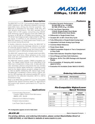 MAX1207 datasheet cover page