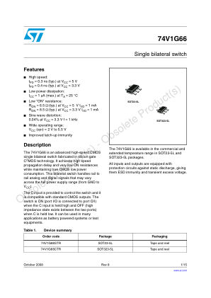 74V1G66 datasheet cover page