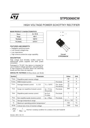 STPS3060C 数据手册首页