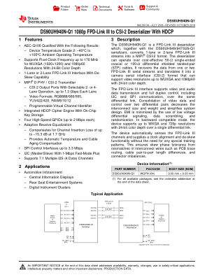 DS90UH940N-Q1 datasheet cover page