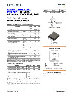 NTBL045N065M3S datasheet cover page