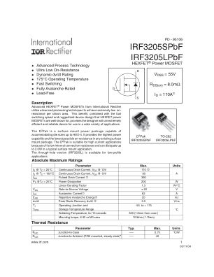 IRF3205S datasheet cover page