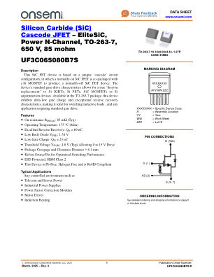 UF3C065080B7S 数据手册首页