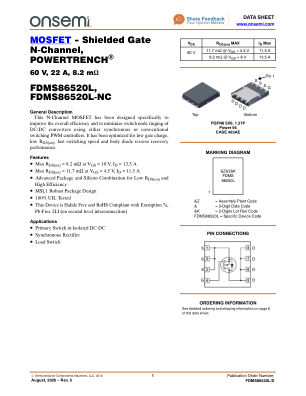 FDMS86520L datasheet cover page
