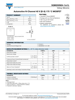 SQM200N041M1L datasheet cover page