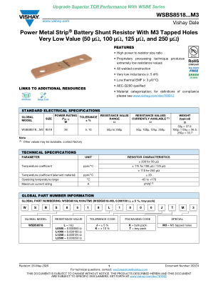 WSBS8518-M3 datasheet cover page