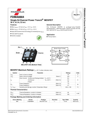FDMA8884 数据手册首页