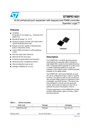 STMPE1601 数据手册首页