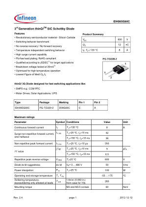 IDH08SG60C datasheet cover page