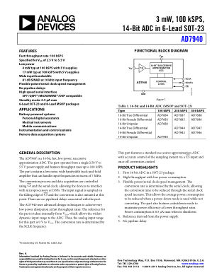 AD7940 数据手册首页