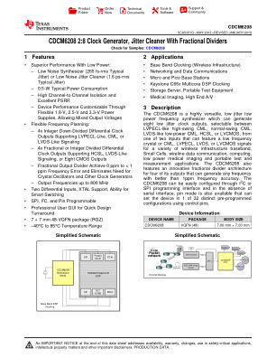 CDCM6208 datasheet cover page