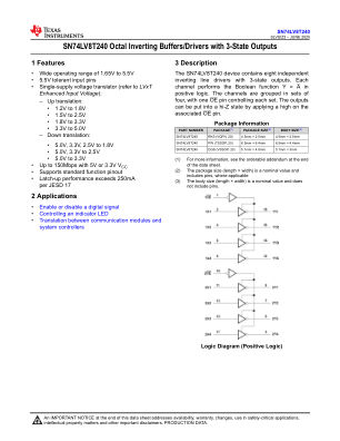 SN74LV8T240 datasheet cover page
