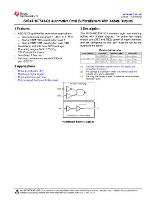 SN74AHCT541-Q1 datasheet cover page
