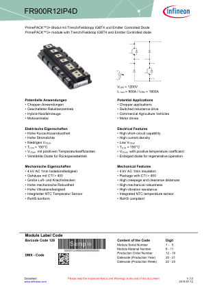 FR900R12IP4D 数据手册首页