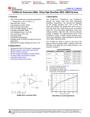 TLV9052-Q1 datasheet cover page