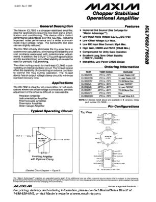 ICL7652-ICL7652B datasheet cover page