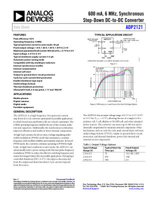ADP2121 数据手册首页
