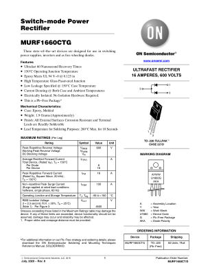 MURF1660CT 数据手册首页