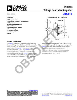 SSM2018 datasheet cover page