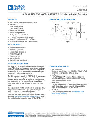 AD9214 datasheet cover page