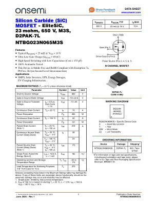 NTBG023N065M3S datasheet cover page