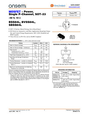 BSS84LT1 数据手册首页