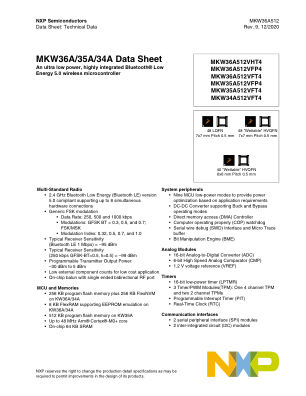 MKW36A512 datasheet cover page