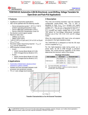 TXS0104V-Q1 数据手册首页