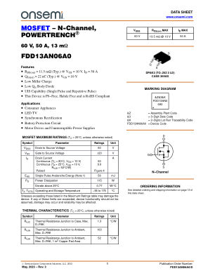 FDD13AN06A0 datasheet cover page