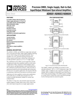 AD8601 数据手册首页