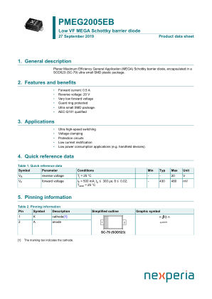 PMEG2005EB datasheet cover page