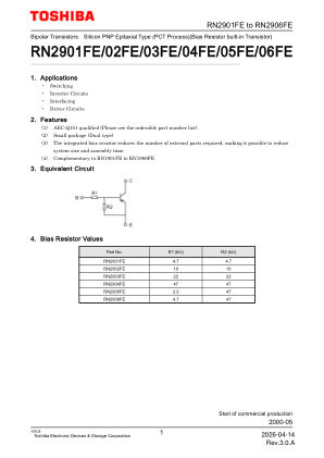 RN2903FE datasheet cover page