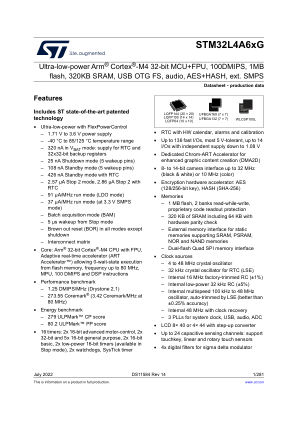STM32L4A6AG 数据手册首页
