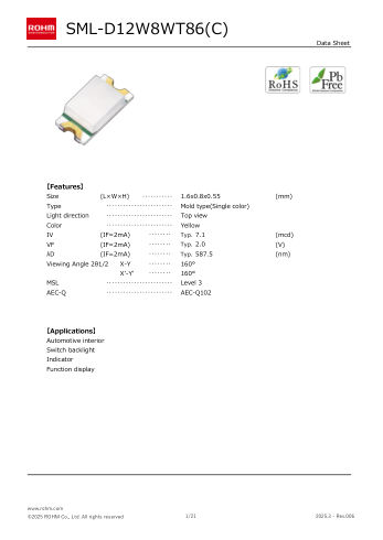 SML-D12W8WT86 datasheet cover page