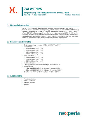 74LV1T125GWH datasheet cover page