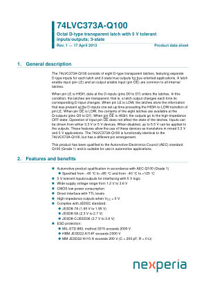 74LVC373ADB-Q100J datasheet cover page