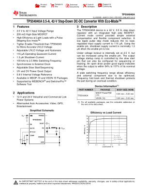 TPS54040A datasheet cover page
