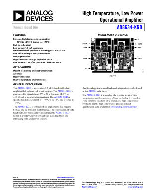 AD8634-KGD 数据手册首页