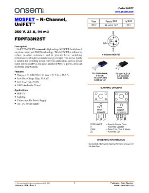 FDPF33N25TRDTU 数据手册首页