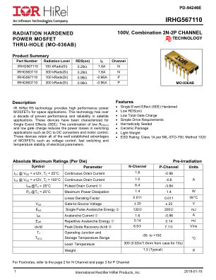IRHG567110 datasheet cover page