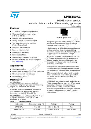 LPR5150AL datasheet cover page