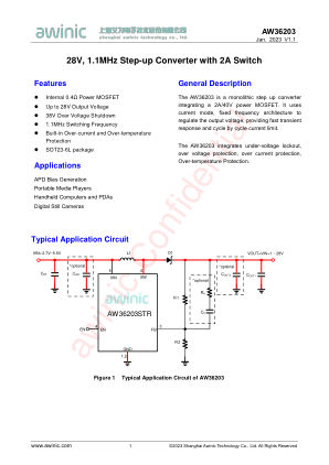 AW36203STR datasheet cover page