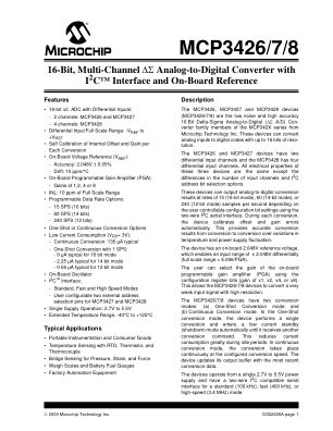 MCP3428-E 数据手册首页