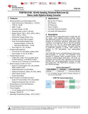 PCM1789 datasheet cover page